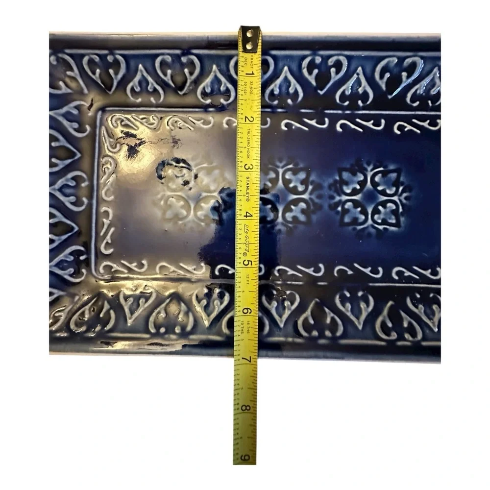 Artistic Accents Blue Ceramic Dish Cobalt Blue Mediterranean Style